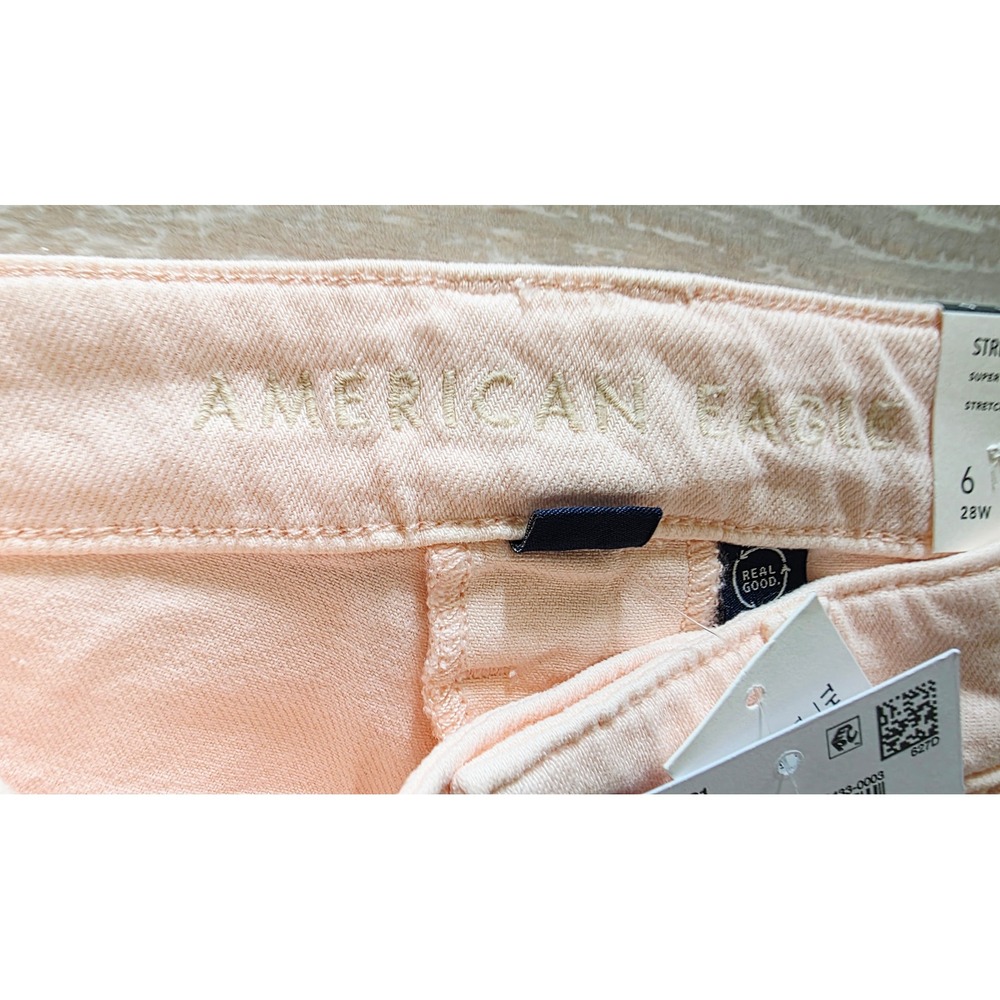 American Eagle 6 Super High-Rise Baggy Wide Leg Jeans Pale Pink 28W NWT - Picture 7 of 16